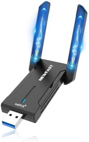 NEWFAST AX5400 WiFi 6 Adapter, The First AX5400 Tri-Band Gigabit Speed Esports Wireless Adapter for Gaming PC, USB 3.0 WiFi Dongle for Laptop Desktop PC, Wireless Network Adapter for Windows 10/11