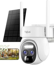 TIEJUS [10X Zoom Dual Lens Security Cameras Wireless Outdoor, 360° PTZ Solar Cameras for Home Security Outside, 2K Color Night Vision, Motion Alarm