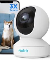 REOLINK Indoor Security Camera, 5MP Super HD Plug-in WiFi Camera with PTZ, Auto Tracking, Human/Pet AI, Ideal for Baby Monitor/Pet Camera/Home Security, Dual Band WiFi, Local Storage, E1 Zoom